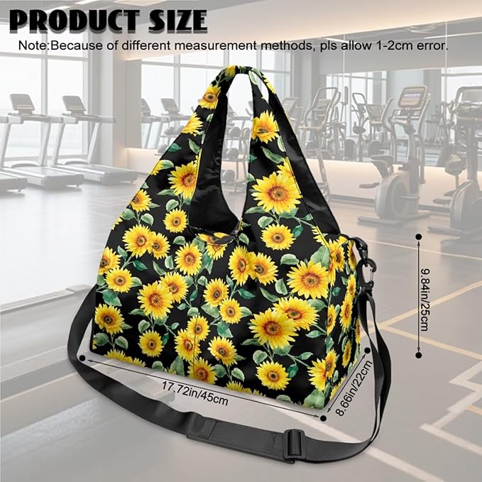 ZCFYGDX Yoga Gym Bag with Removable Adjustable Shoulder Strap, Shoe Compartment & Top Yoga Mat Holder 17.72x8.66x9.84in