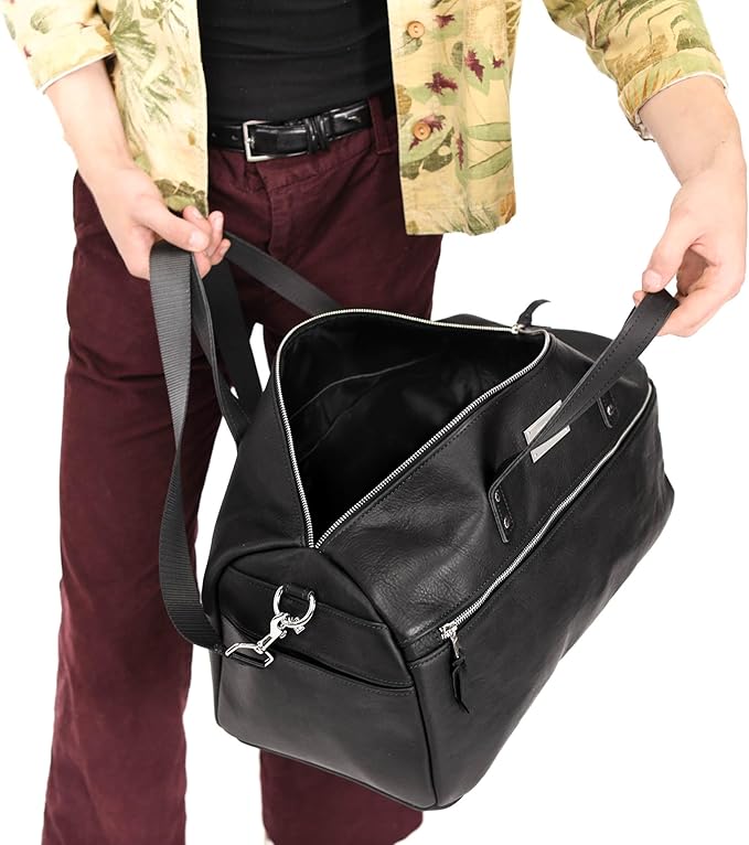 Handmade Leather Duffel Bag Luxury Duffle Bag Leather weekender Backpack for Men Full Grain Brown Leather TSA Approved- Lifetime Warrantee