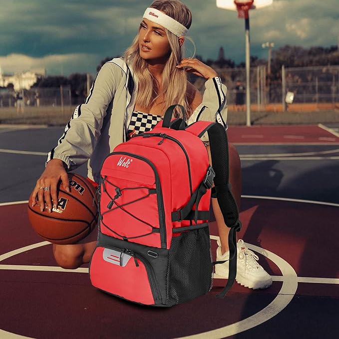 WOLT Basketball Backpack Large Sports Bag with Separate Ball Holder & Shoes Compartment, Best for Basketball, Soccer,Gym