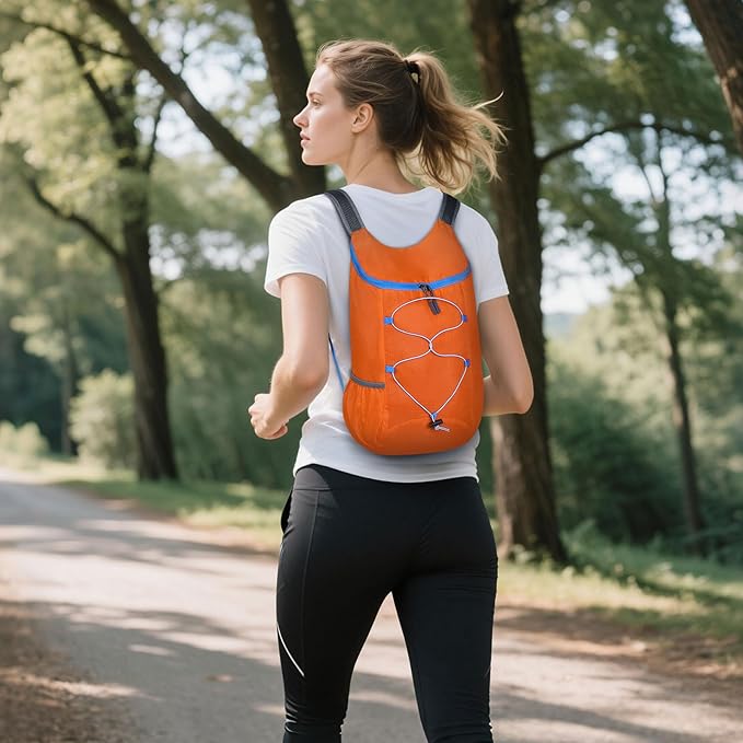 20L Hiking-Daypack Lightweight Foldable Travel Packable Backpack for Camping Cycling Outdoor, Orange