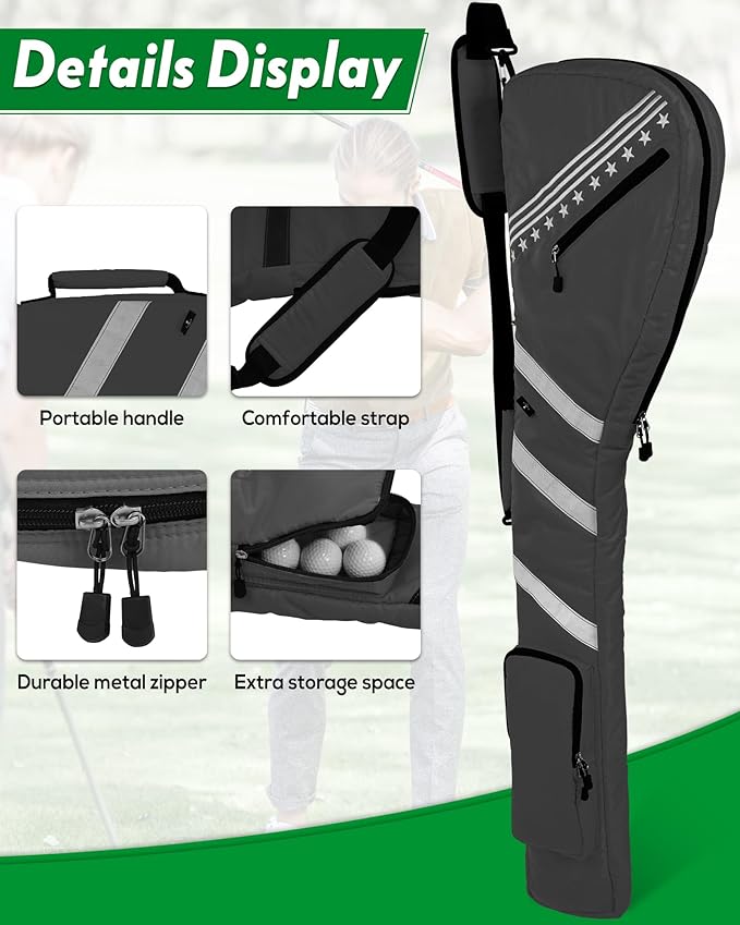 Big Teeth Golf Sunday Bag, Small Golf Bag Lightweight, Par 3 Golf Bag for A Few Clubs Driving Range, Practice with Carry Shoulder Strap Foldable Multi-Colour
