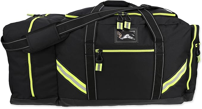 Lightning X Customizable Premium 3XL Firefighter Step-In Gear Bag w/Helmet Compartment & Embroidered Name - No FF Logo (Black) One_Size