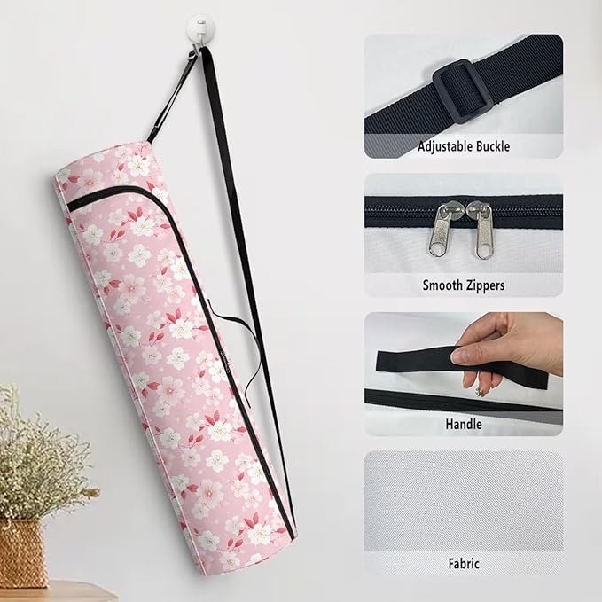 ZCFYGDX Yoga Mat Bag with Adjustable Shoulder Strap and Handle Zipper, 30in Wide x 6.3in Diameter for Yoga Mat Storage