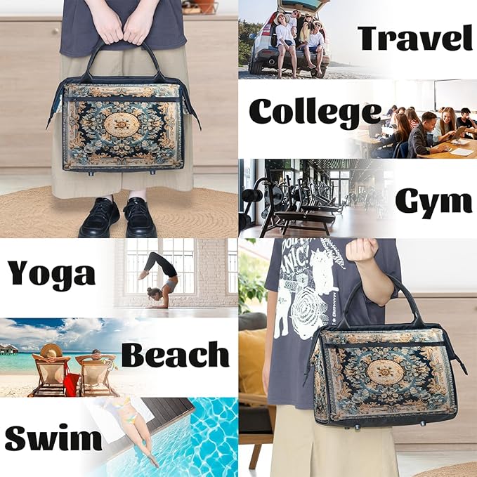 Travel Duffle Bag, Ethnic Mandala Florals Overnight Weekender Tote Bag for Women Men Waterproof Carry On Luggage with Zipper Lightweight Sport Gym Bag for Traveling Yoga Camping Traveling Gifts