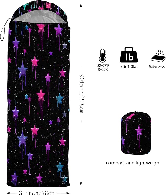 QOOMO Camping Sleeping Bags,3 Season Warm & Cool Weather,Lightweight,Waterproof Sleeping Bags for Adults & Kids,Traveling,and Outdoors,Camping Gear Equipment