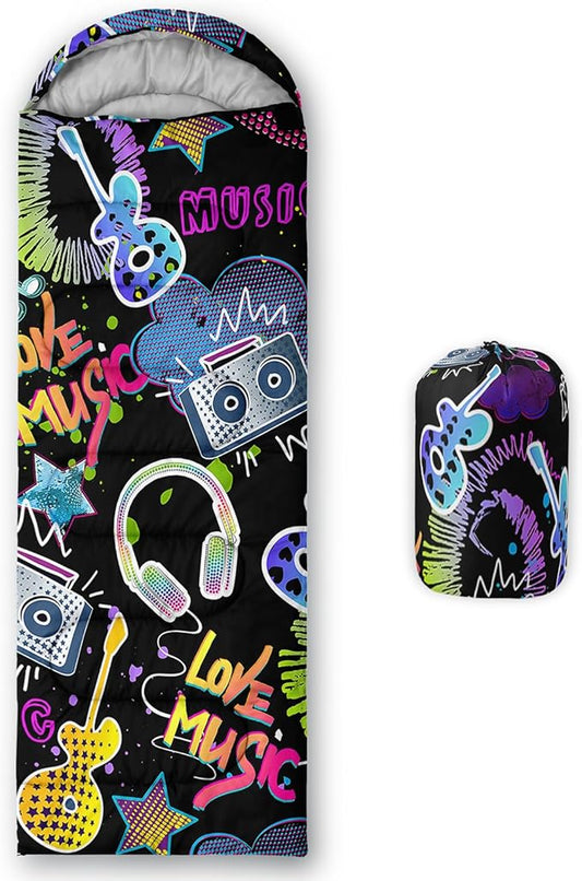 Galaxy Wolf Camping Sleeping Bags Warm & Cool Weather Waterproof Backpacking Blue Purple Starry Sky Sleeping Bag All Seasons Camping, for Adult Kids Boy Girls Camping Gear Equipment, Traveling