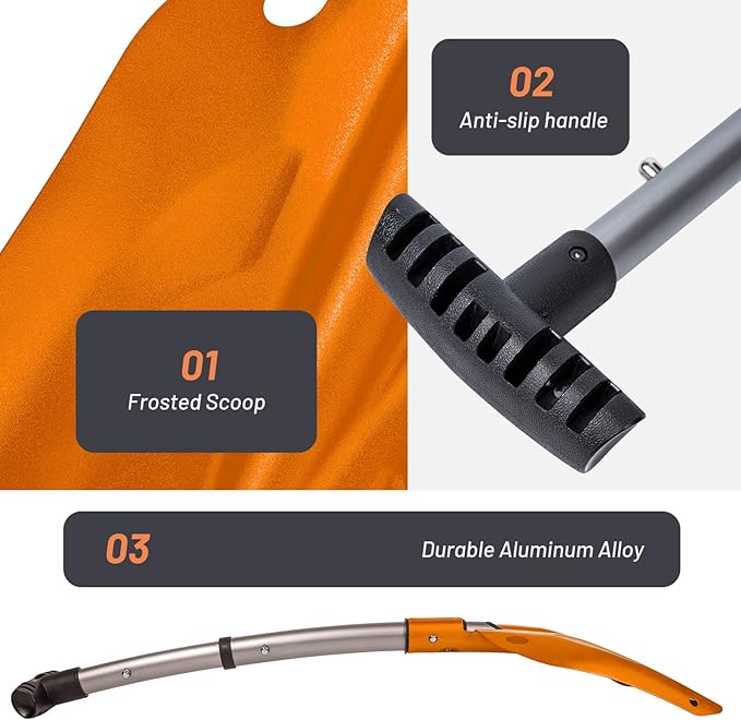 G2 Avalance Kit: Lightweight Aluminum Alloy Snow Shovel with Snow Probe and Storage Bag, Folding Design, Easy to Storage and Carry (Orange)