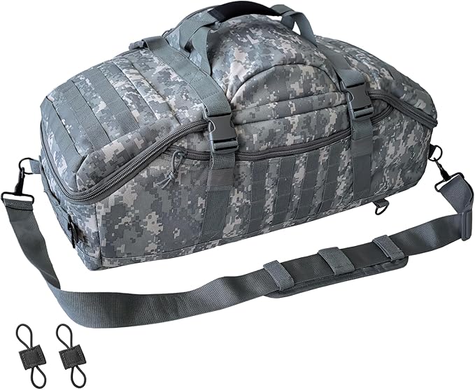 65L Large Duffle Bag, 3-in-1 Tactical Backpack MOLLE Pack for Sports, Gym, Outdoor, ACU