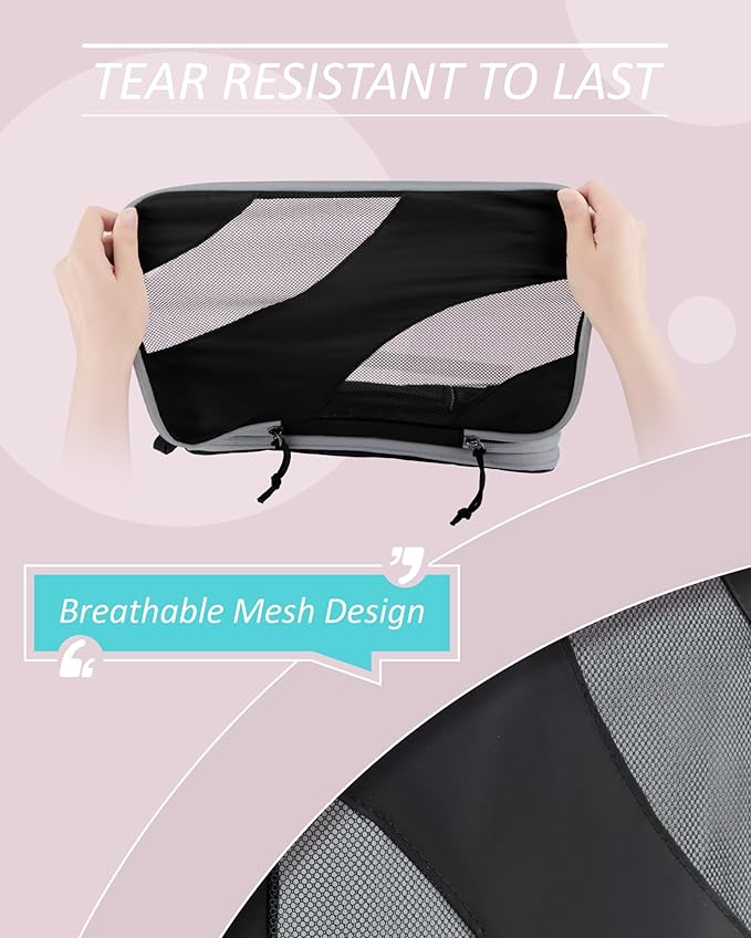 BAGSMART Compression Packing Cubes, 6 Set/4 Set/2 Set Travel Packing Cubes for Carry on Suitcases, Compression Suitcase Organizers Bag Set & Travel Cubes for Luggage, Lightweight Packing Organizers