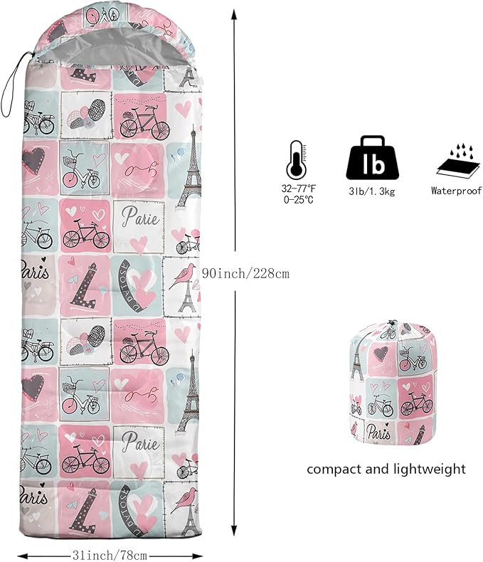 QOOMO Camping Sleeping Bags,3 Season Warm & Cool Weather,Lightweight,Waterproof Sleeping Bags for Adults & Kids,Traveling,and Outdoors,Camping Gear Equipment