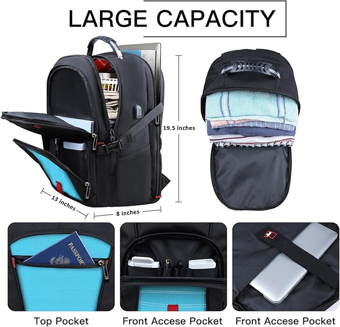 ANTERK Extra Large Backpack, Travel Backpack, Sturdy TSA Water Resistant 17.3 Inch Carry on Backpacks with USB Port, Anti Theft Business Computer Backpacks Gifts for Men Women, Lake Blue