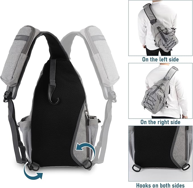 Bag, Crossbody Sling Backpack for Women and Men, Paddle Sports Sling Bag with Large Capacity, Safety Pocket and Fence Hook, Fits 2 Paddles, Gifts for Lovers