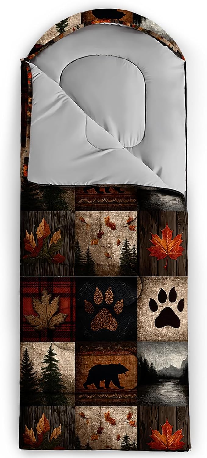 QOOMO Camping Sleeping Bags,3 Season Warm & Cool Weather,Lightweight,Waterproof Sleeping Bags for Adults & Kids,Traveling,and Outdoors,Camping Gear Equipment