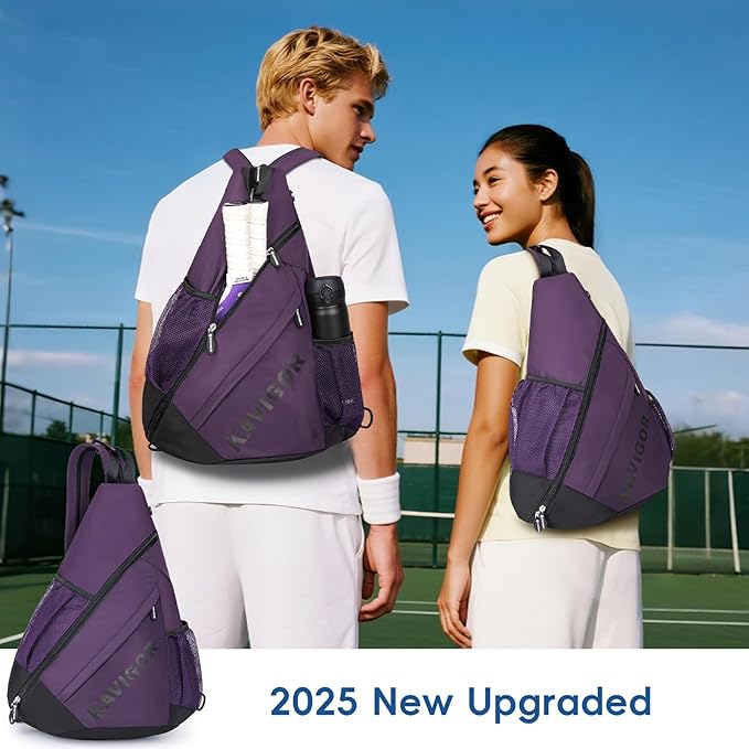 2025 Pickleball Sling Bag, Convertible Ultra-Light Backpack with Skin-Soft Fabric & Wet/Dry Pocket, Fits 4 Paddles + Gear