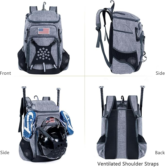 | Baseball Bag Softball Bat Bag, Double-layer Baseball Backpack Adult with Gear Klip To Hold Baseball Glove, Baseball Essential Gear, Youth Baseball Bag for Boys, Girls, Baseball Accessories