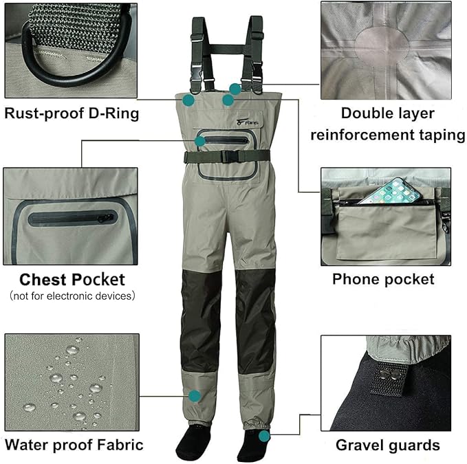 8 Fans Fishing Waders for Men and Women, Chest Waders- Waterproof Bootfoot, Neoprene Waders for Hunting & Fishing
