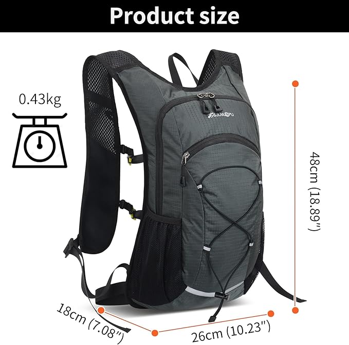 BiYiYun 15L Small Hiking Backpack Lightweight Hydration Backpack for Men Women, Warterproof Hiking Daypack for Travel Cycling