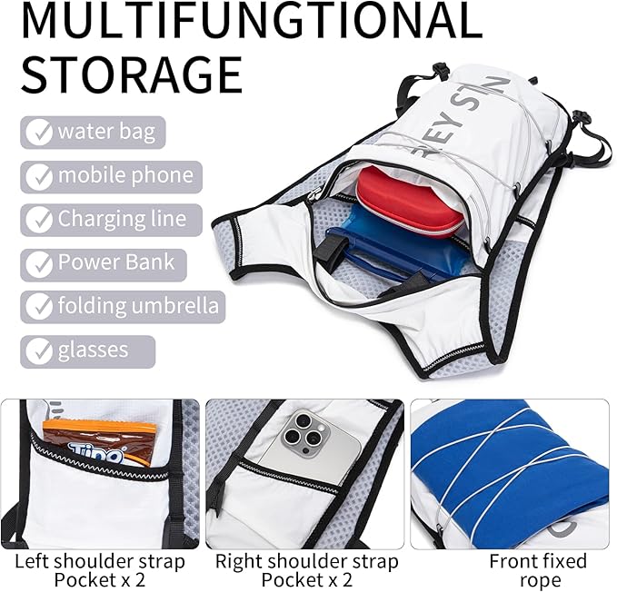 Carey STEN Lightweight Hydration Backpack, Outdoor Running Vest with 1.5L Water Bag, Suitable for Hiking, Cycling, and Both Men's and Women's Carnival wear