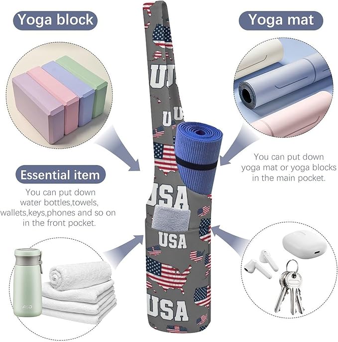 Aiyoolee Single Shoulder Yoga Mat Carrier Bag Portable Spacious with Pocket for Yoga Gym Fitness Travel