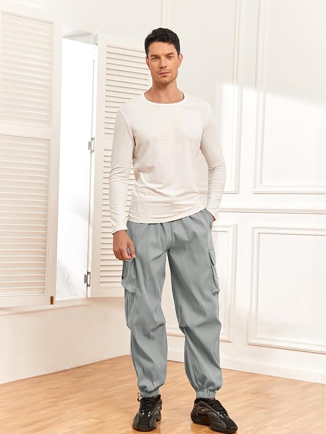 ZAFUL Men's Parachute Pants Casual Baggy Cargo Drawstring Trouser