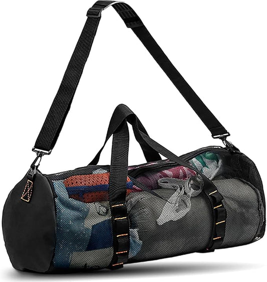 Diving Scuba Surfing Snorkeling Dive Mesh Beach Bag Duffle Bags with Zipper and Adjustable Shoulder Strap 43L and 113L Options for Travel Fitness Camping Swim Gym Gears Balls