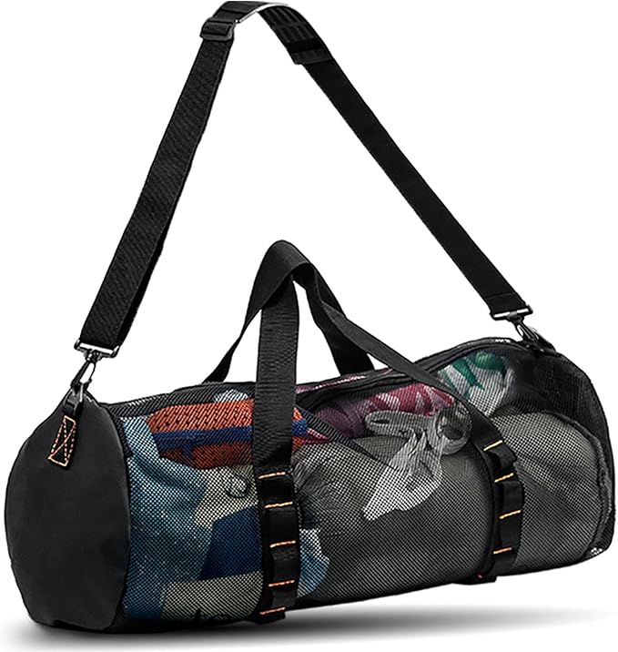 Diving Scuba Surfing Snorkeling Dive Mesh Beach Bag Duffle Bags with Zipper and Adjustable Shoulder Strap 43L and 113L Options for Travel Fitness Camping Swim Gym Gears Balls