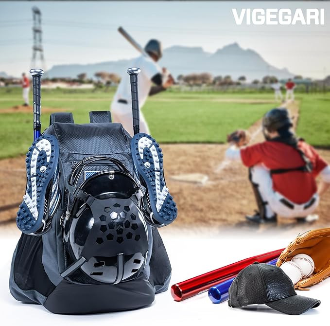 | Baseball Bag Softball Bat Bag, Double-layer Baseball Backpack Adult with Gear Klip To Hold Baseball Glove, Baseball Essential Gear, Youth Baseball Bag for Boys, Girls, Baseball Accessories