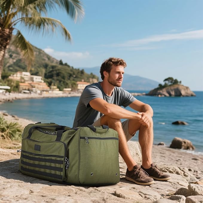 120L Extra Large Gym Duffle Bag for Men Women with Shoes Compartment Heavy Duty Tactical Sports Duffel Bag Big Football Baseball Basketball Soccer Hockey Team Equipment Bag, Green