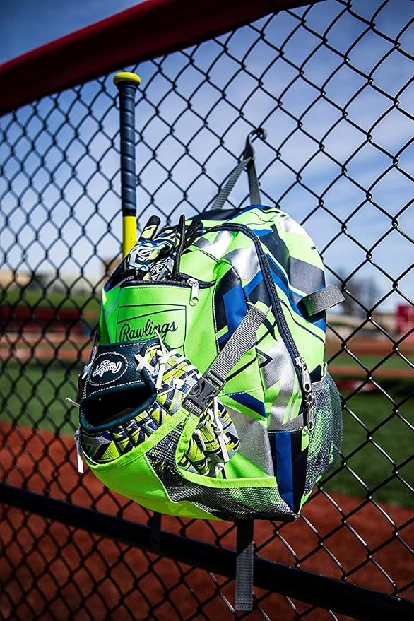 Rawlings | REMIX Backpack Equipment Bag | T-Ball & Youth Baseball / Softball | Green