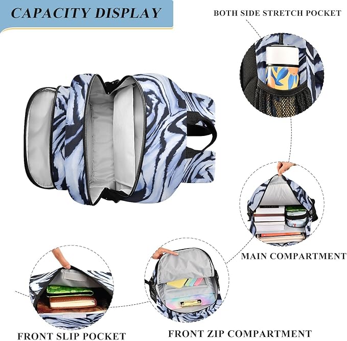 ALAZA Blue Zebra Print Laptop Backpack Purse for Women Men School Bag 17 Inch Bookbag Student Boys Girls Travel Casual Daypack