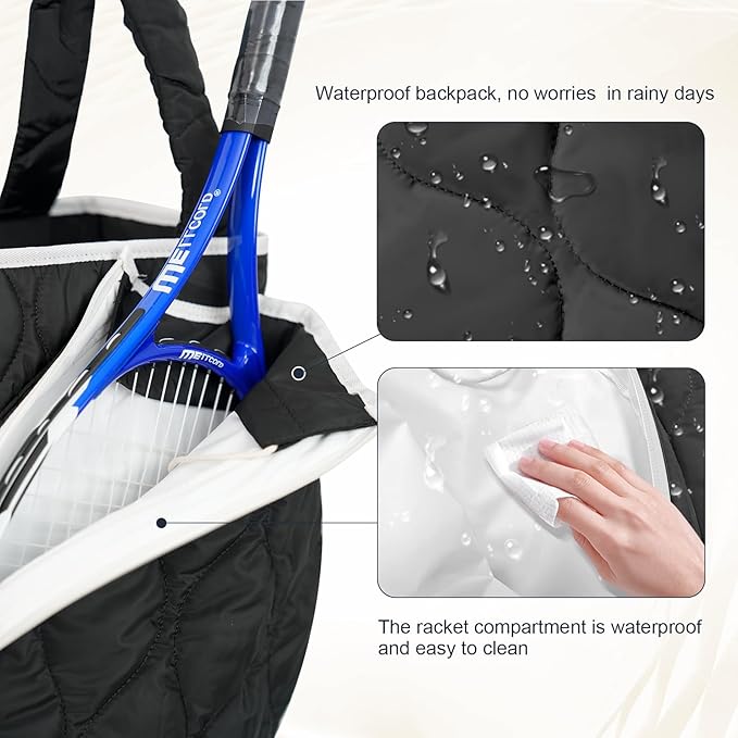 2-in-1 Tennis Tote Bag & Tennis Racket Backpack – Extra-Large Quilted Pickleball Racquet Bags, Water-Resistant & Lightweight for Men & Women