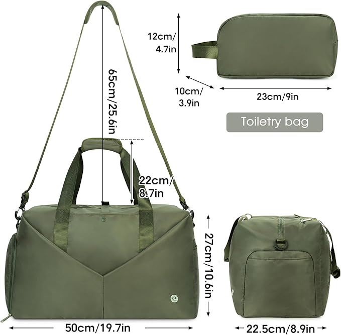 Ceneda 20" Gym Bag for Women with Wet Pocket & Shoe Compartment, Lightweight Duffel Waterproof Carry On Duffle for Travel, Yoga, Overnight (Green)