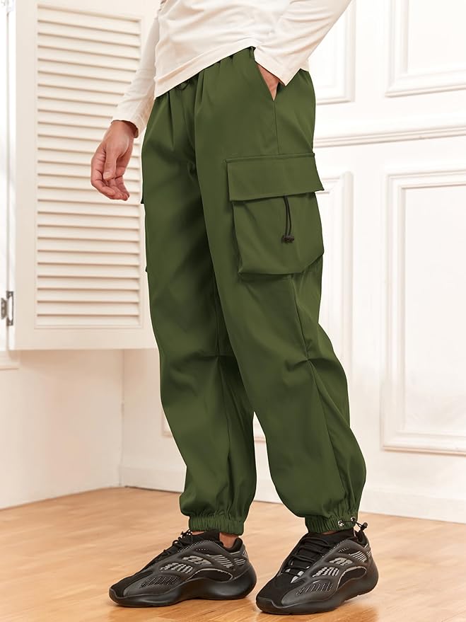 ZAFUL Men's Parachute Pants Casual Baggy Cargo Drawstring Trouser
