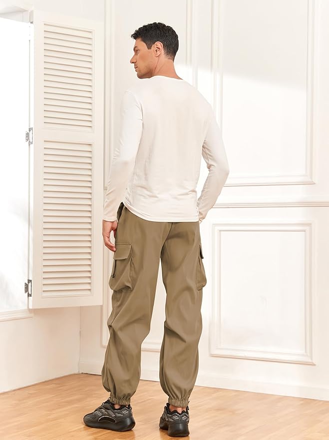 ZAFUL Men's Parachute Pants Casual Baggy Cargo Drawstring Trouser