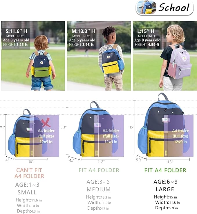 atgark Kids Backpacks For Girls Boys, School & Travel, Large, 15" H, Unisex, Lelon-shark- L, Water Resistant, Animals Pattern, 1 L, Nylon