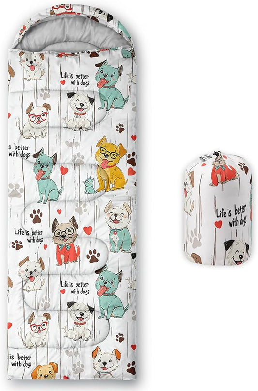 QOOMO Camping Sleeping Bags,3 Season Warm & Cool Weather,Lightweight,Waterproof Sleeping Bags for Adults & Kids,Traveling,and Outdoors,Camping Gear Equipment