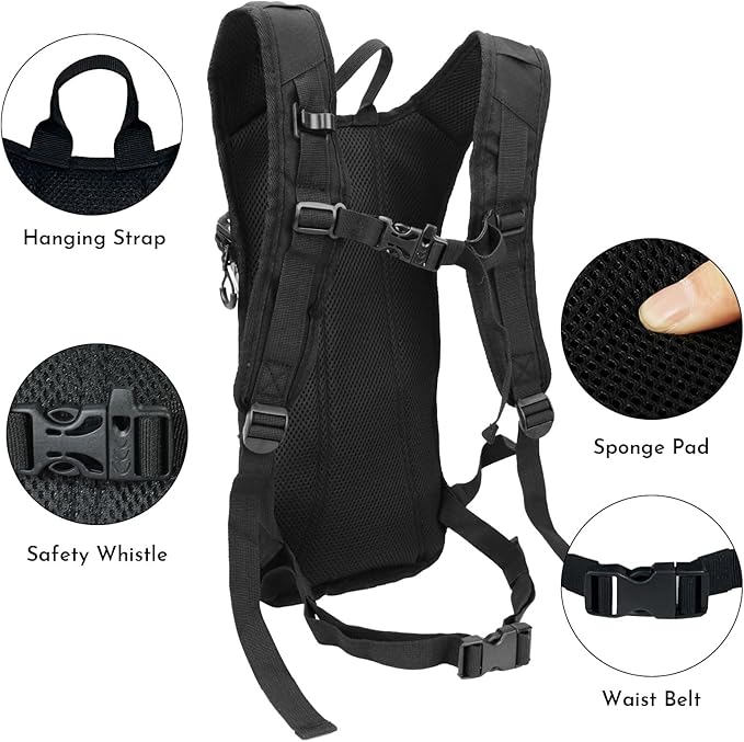 Zavothy Rave Hydration Backpack with 3L Bladder, Colorful Festival Hydration Pack with Side Pockets, Lightweight Water Backpack for EDM, Music Festivals, Hiking & Cycling