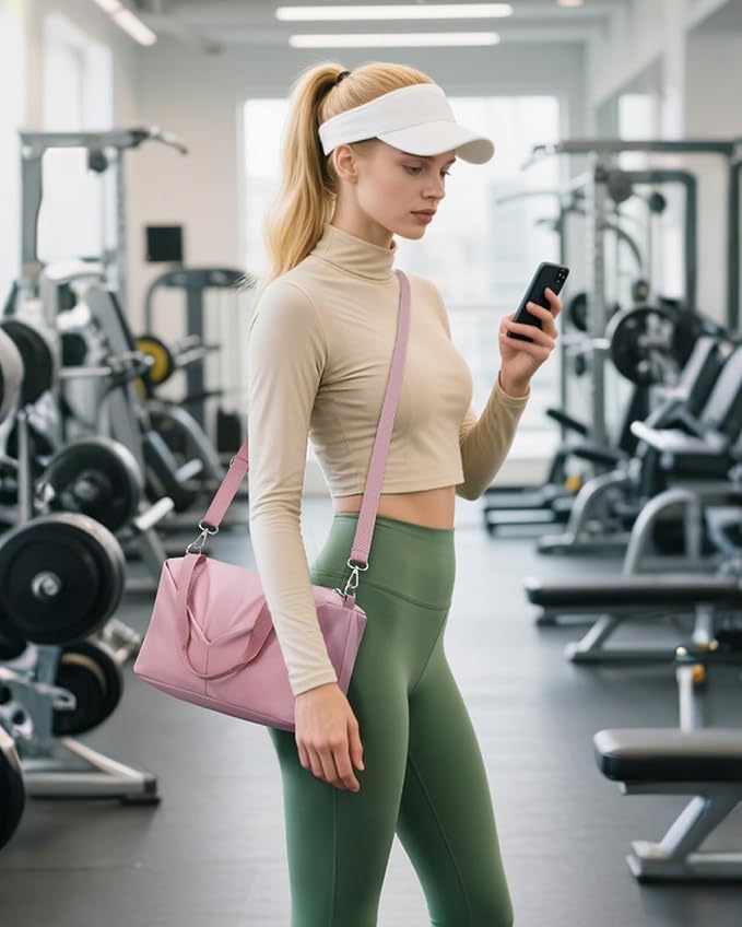 Ceneda Small Gym Bag for Women, 12 inch Mini Gym Bag with Wet Pocket, Lightweight Tote for Gym, Sport, Workout - Pink