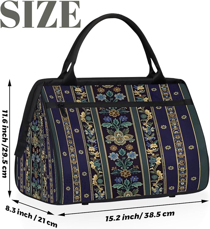 Travel Duffle Bag, Carpet Flower Pattern Aztec Overnight Weekender Tote Bag for Women Men Waterproof Carry On Luggage with Zipper Lightweight Sport Gym Bag for Traveling Yoga Camping Traveling Gifts