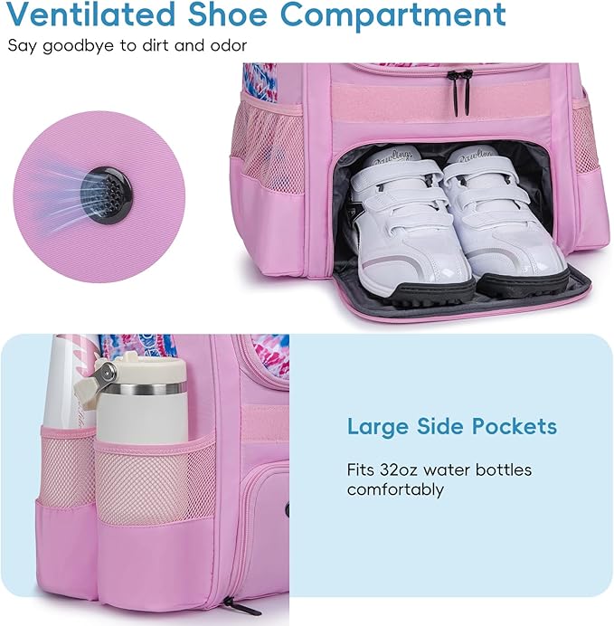 Baseball Bag for Youth | Softball Backpack 50L Large Capacity with Shoe Compartment and 4 Bat Holders | Nova Flare Series