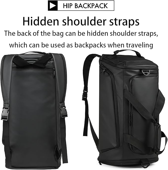 BYITFME 3 In 1 Gym Backpack With Shoes Compartment,55L Large Capacity Weekender Daypack,Waterproof Luggage Bag,Lightweight Travel Duffels Sports Handbag,All Purpose Workout Bag (Black)