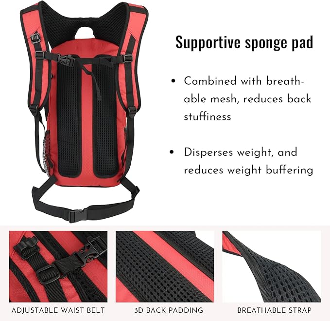 Zavothy 18L Multipurpose Hiking Backpack with 3L Water Bladder – Durable Hydration Backpack with Insulated Bladder Compartment, Hidden Helmet Holder & Rain Cover – for Hiking, Commuting, and Camping