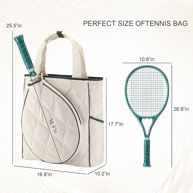 2-in-1 Tennis Tote Bag & Tennis Racket Backpack – Extra-Large Quilted Pickleball Racquet Bags, Water-Resistant & Lightweight for Men & Women