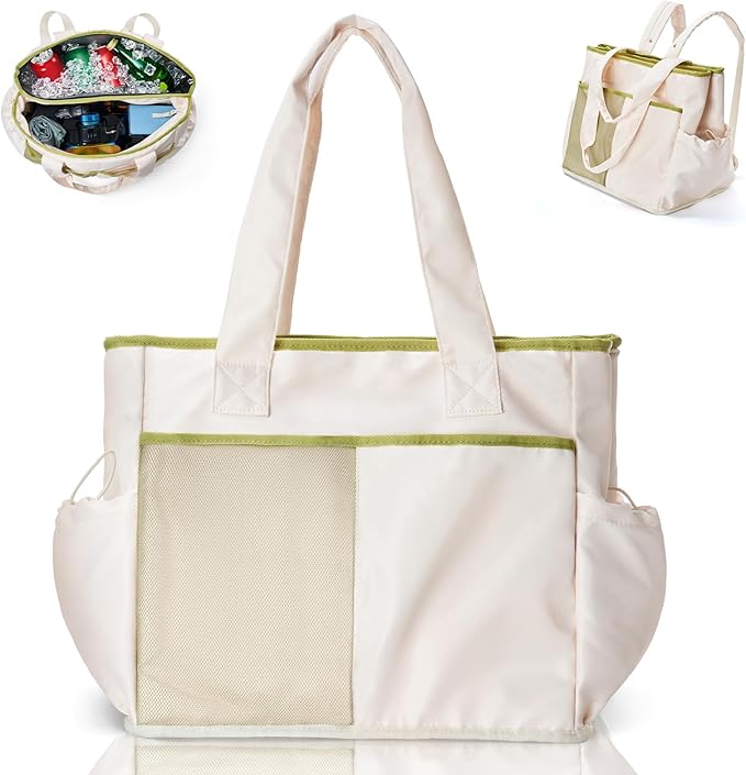 Odoland Soft Cooler Bag, Collapsible Leakproof Insulated Cooler Bag with Multi-Pocket Design, Portable Soft Side Cooler Backpack for Beach, Picnic, Camping, Travel and Daily Use for Women