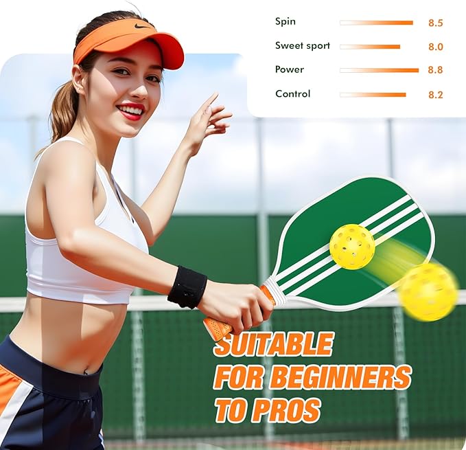 Pickleball Paddles Set of 4, USAPA Approved Pickleball Set of 4 with 4 Pickleball Balls & 1 Carry Bag Premium Wooden Cute Pickle Ball Paddles Grip Gifts for Women Youth Men