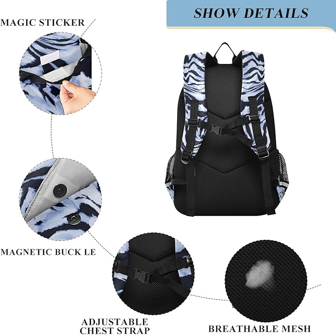 ALAZA Blue Zebra Print Laptop Backpack Purse for Women Men School Bag 17 Inch Bookbag Student Boys Girls Travel Casual Daypack