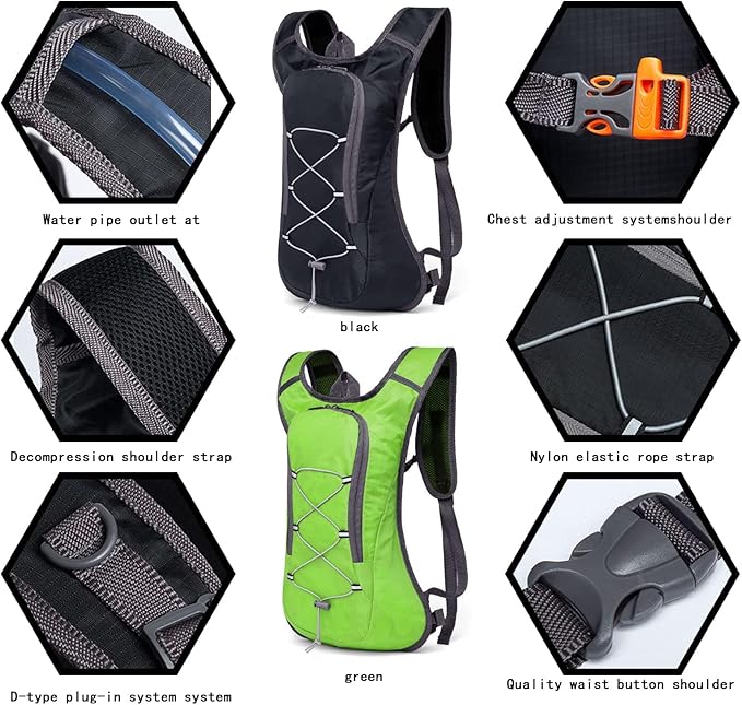Apexillio Hydration Pack, Hydration Backpack - Water Backpack with 2L Hydration Bladder-The Perfect Backpack for Outdoor Sports Cycling Skiing Hiking Running Camping Climbing