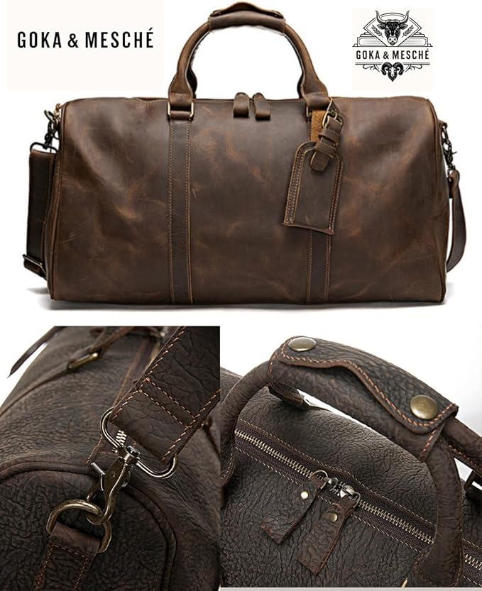 GOKA & MESCHÉ DUFFLE BAG FULL GRAIN COWHIDE LEATHER (MEDIUM BROWN)
