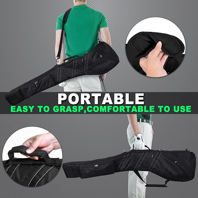 Big Teeth Golf Sunday Bag, Small Golf Bag Lightweight, Par 3 Golf Bag for A Few Clubs Driving Range, Practice with Carry Shoulder Strap Foldable Multi-Colour