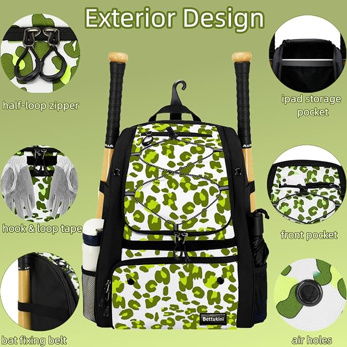 Youth Baseball Bag with Vented Shoe Compartment, Softball Bat Bag for Batting Mitten, Helmet, Teeball Gear - Adult Boys Girls Kids